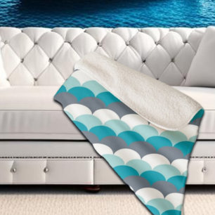 Nautical Pattern Seashells Sherpa Blanket