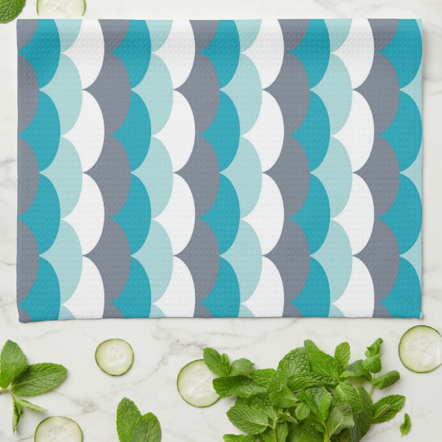 Nautical Pattern Seashells Tea Towel (Folded)