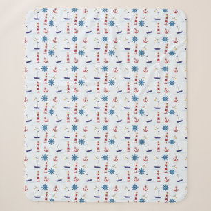 Nautical Pattern Sherpa Blanket