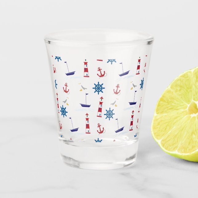 Nautical Pattern Shot Glass (Front)