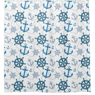 Nautical pattern shower curtain