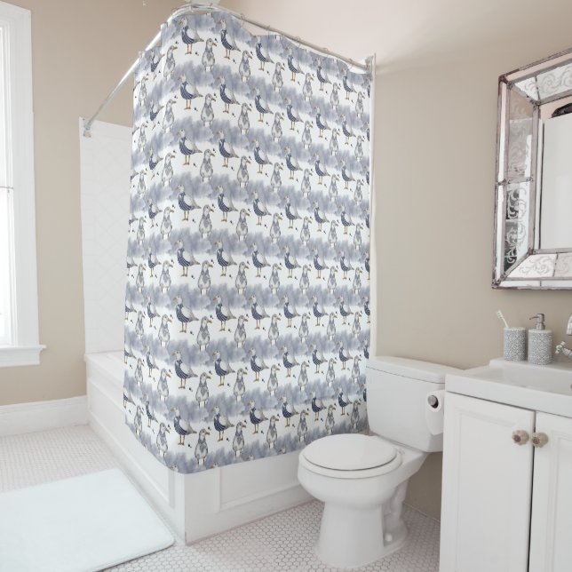 Nautical Pattern Shower Curtain (In Situ)