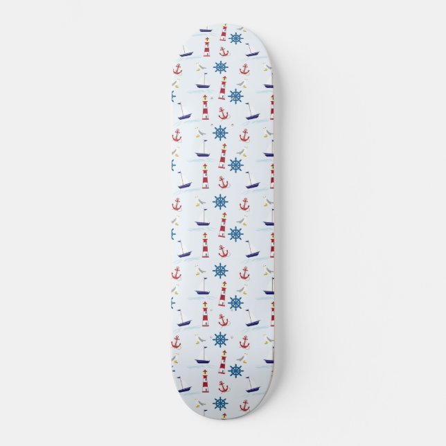 Nautical Pattern Skateboard (Front)