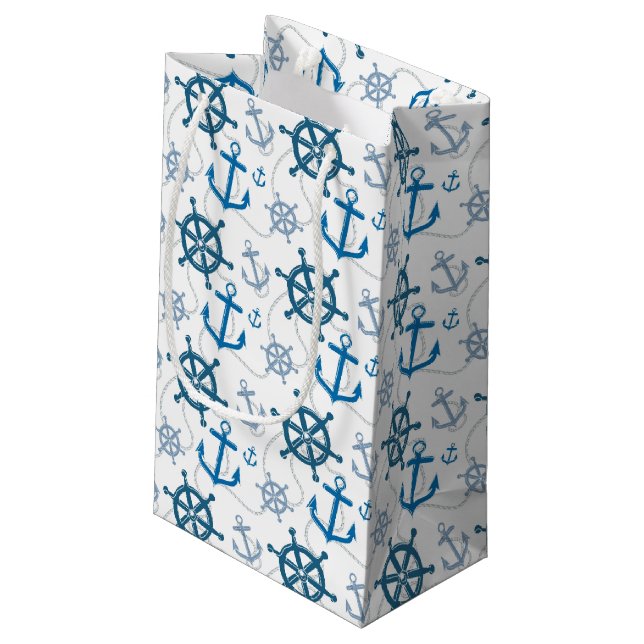 Nautical pattern small gift bag (Back Angled)