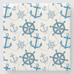 Nautical pattern stone coaster