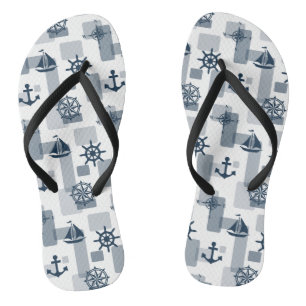 Nautical pattern thongs