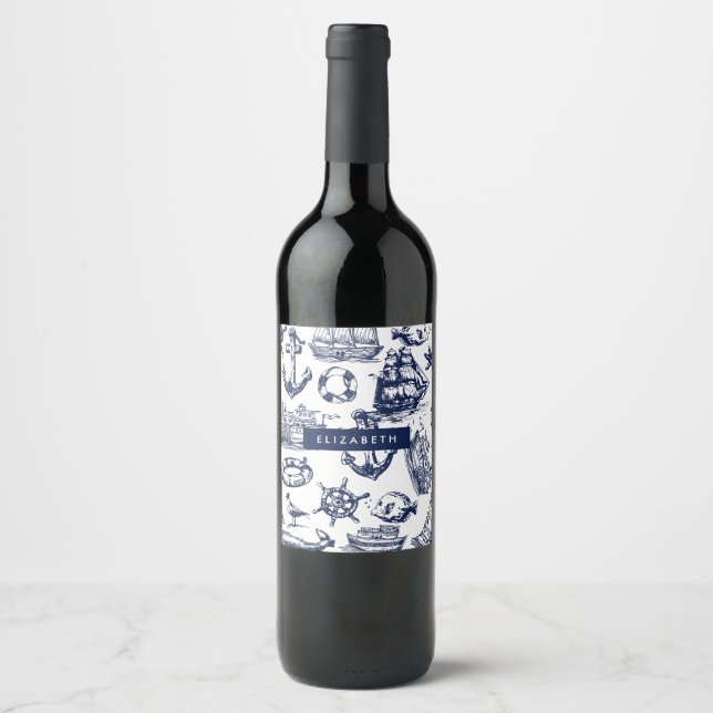 Nautical Pattern Wine Label (Front)