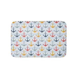 Nautical Pattern with Anchors Bath Mat