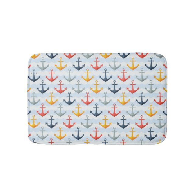 Nautical Pattern with Anchors Bath Mat (Front)