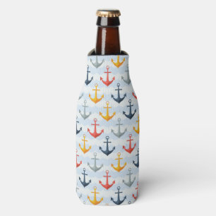 Nautical Pattern with Anchors Bottle Cooler