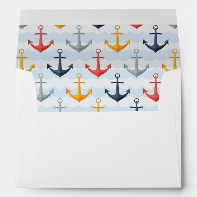 Nautical Pattern with Anchors Envelope (Back (Bottom))