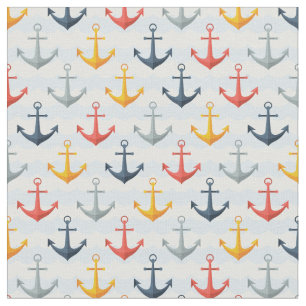 Nautical Pattern with Anchors Fabric