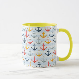 Nautical Pattern with Anchors Mug