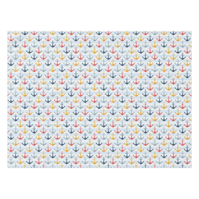 Nautical Pattern with Anchors Tablecloth (Front (Horizontal))