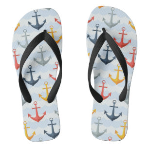 Nautical Pattern with Anchors Thongs