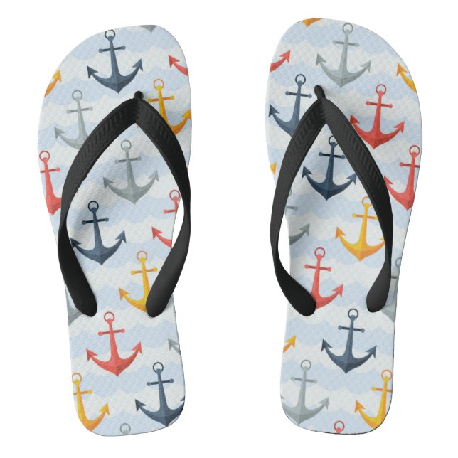 Nautical Pattern with Anchors Thongs (Footbed)