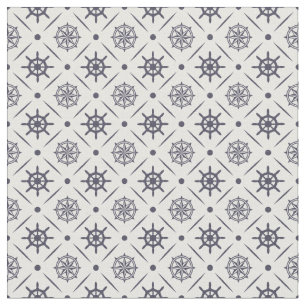Nautical pattern with sailing wheel and compass fabric