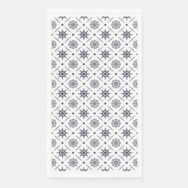 Nautical pattern with sailing wheel and compass napkin (Front)