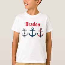Nautical Patterned Anchors Personalised T-shirt