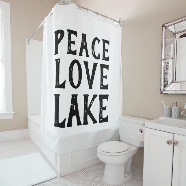 nautical PEACE - LOVE - LAKE | Shower Curtain (In Situ)