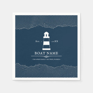 Nautical Personalised Blue lighthouse Boat  Napkin
