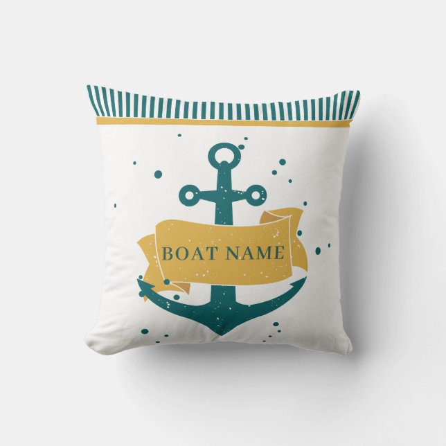 Nautical Personalised Boat Name Cushion (Front)