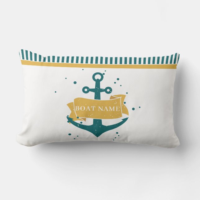 Nautical Personalised Boat Name Lumbar Cushion (Front)