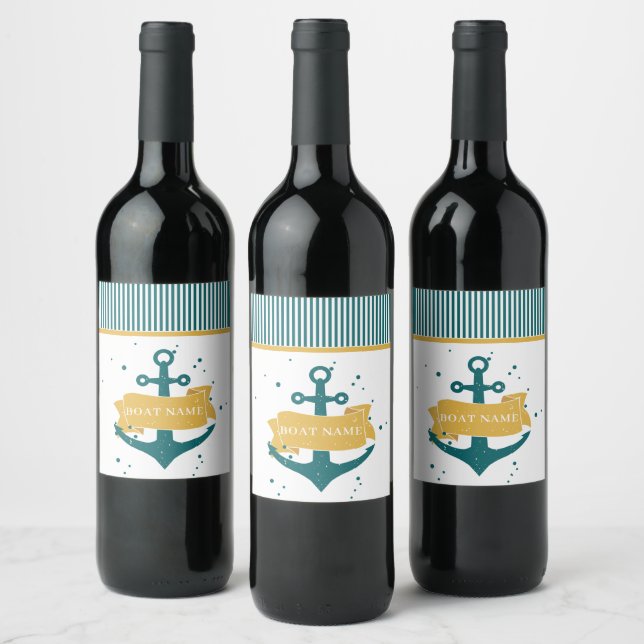 Nautical Personalised Boat Name Wine Label (Bottles)