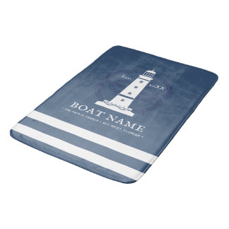 Nautical Personalised lighthouse Boat Name Modern  Bath Mat