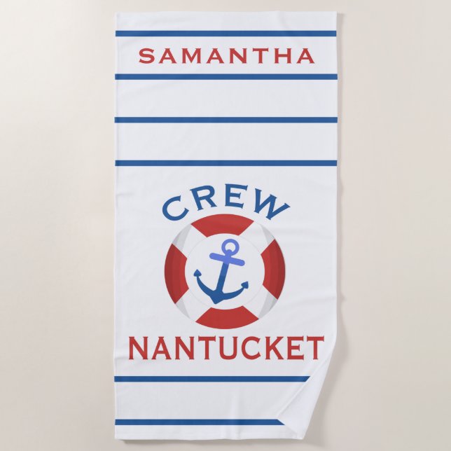 Nautical Personalised Nantucket Beach Towel (Front)