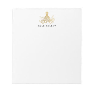 Nautical Personalised Notepad, Gold Octocpus Notepad