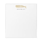 Nautical Personalised Notepad, Gold Whale