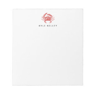 Nautical Personalised Notepad, Red Crab Notepad