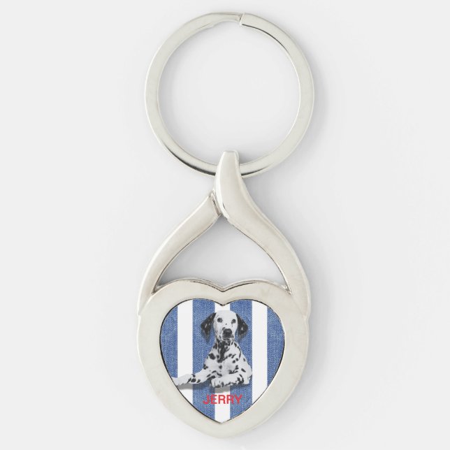 Nautical Pet Name & Photo Metal Key Ring (Front)