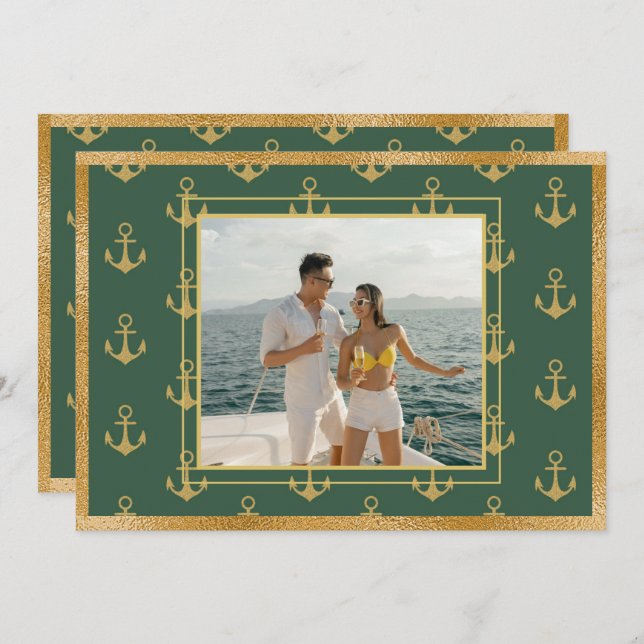 Nautical Photo Anchors Christmas Card (Front/Back)