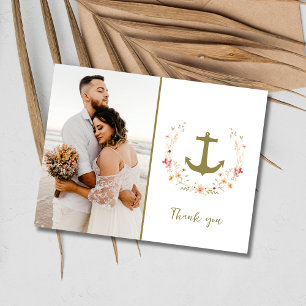 Nautical Photo Beach Wedding Thank You  Postcard