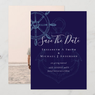 Nautical PHOTO Save Dates Modern Ocean Beach Sea