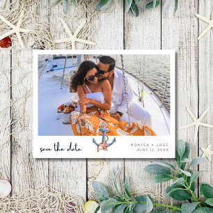 Nautical Photo Wedding Save the Date Announcement Postcard