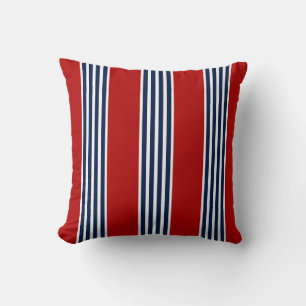 Nautical Pillow, Blue, White, Red, Maritime Cushion