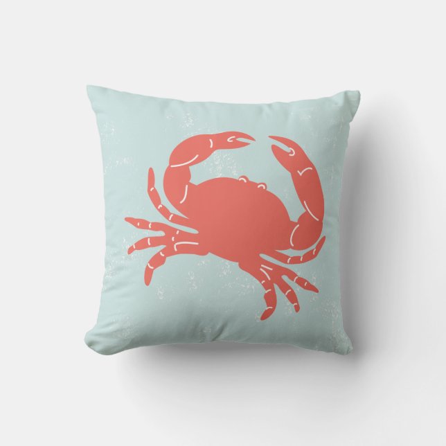 Nautical Pillow with Crab Blue (Front)