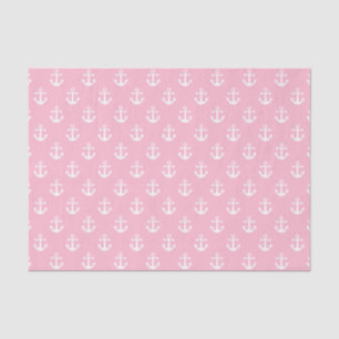 Nautical Pink and White Anchor Pattern Tissue Paper