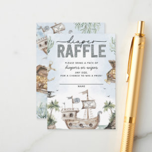 Nautical Pirate Baby Shower Diaper Raffle Enclosure Card