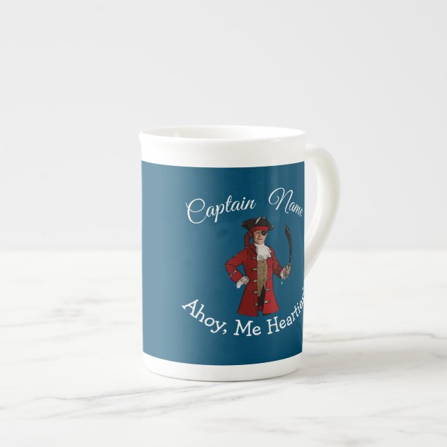 Nautical Pirate Boy Bone China Mug (Front Right)