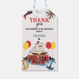Nautical Pirate Sea Birthday Thank You Gift Tag