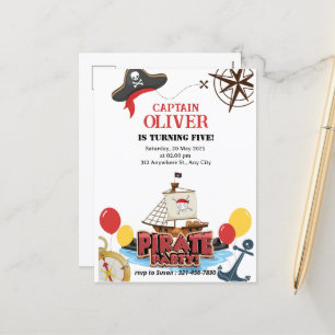 Nautical Pirate Sea Ship Birthday Greeting Cards