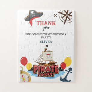 Nautical Pirate Sea Thank you Birthday Gift Card Jigsaw Puzzle