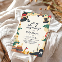 Nautical Pirate Ship Ahoy It's a Boy Baby Shower
