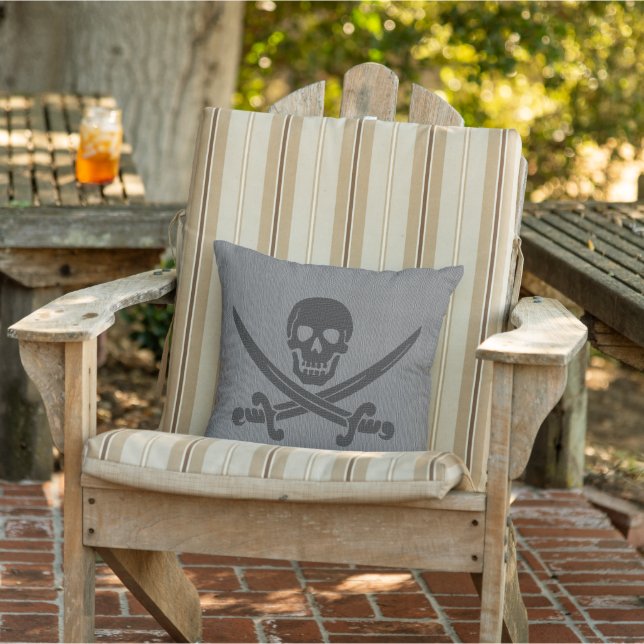 Nautical Pirate Skeleton in Grey Cushion (Chair)
