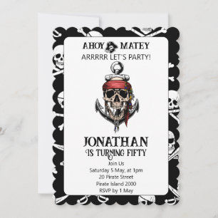 Nautical Pirate surprise party invitations