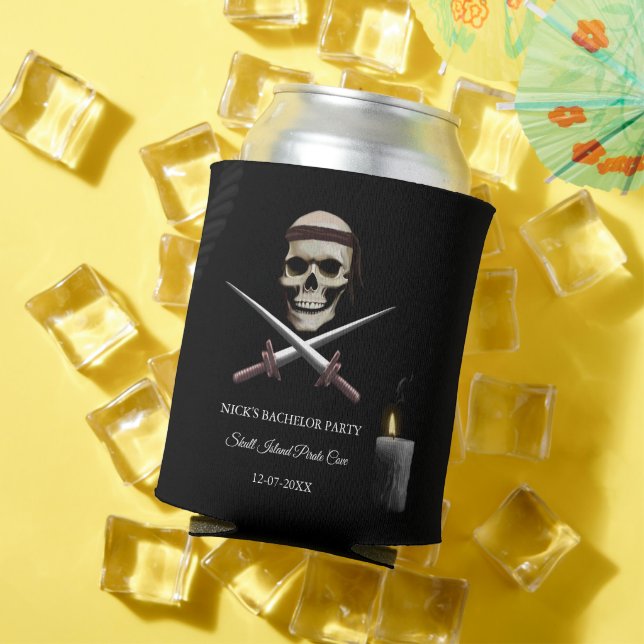 Nautical Pirate-Themed Buccaneer Bachelor/Birthday Can Cooler (In Situ Summer)